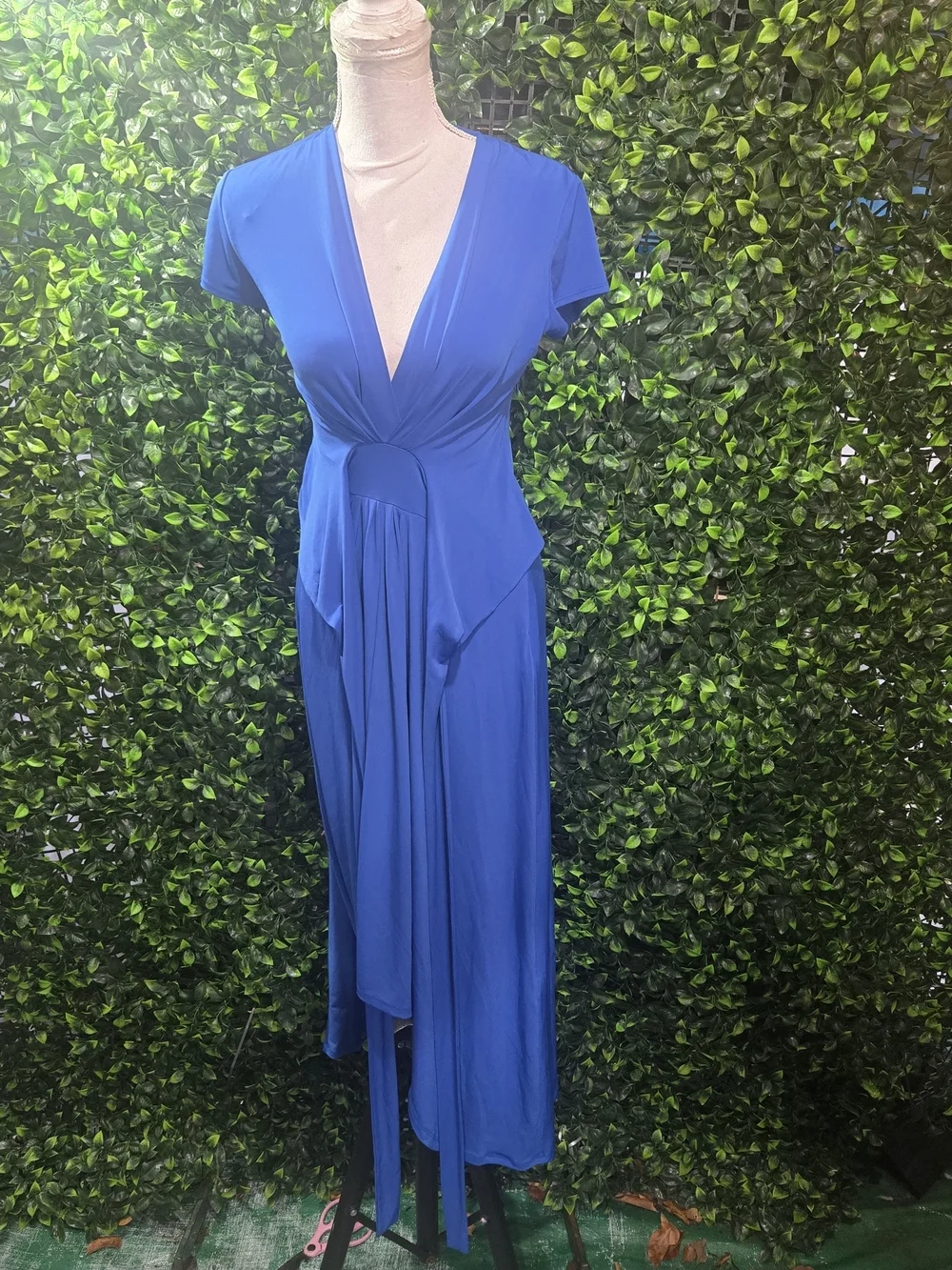 Michael Kors Cobalt Blue Wrap-Style High-Low Maxi Dress